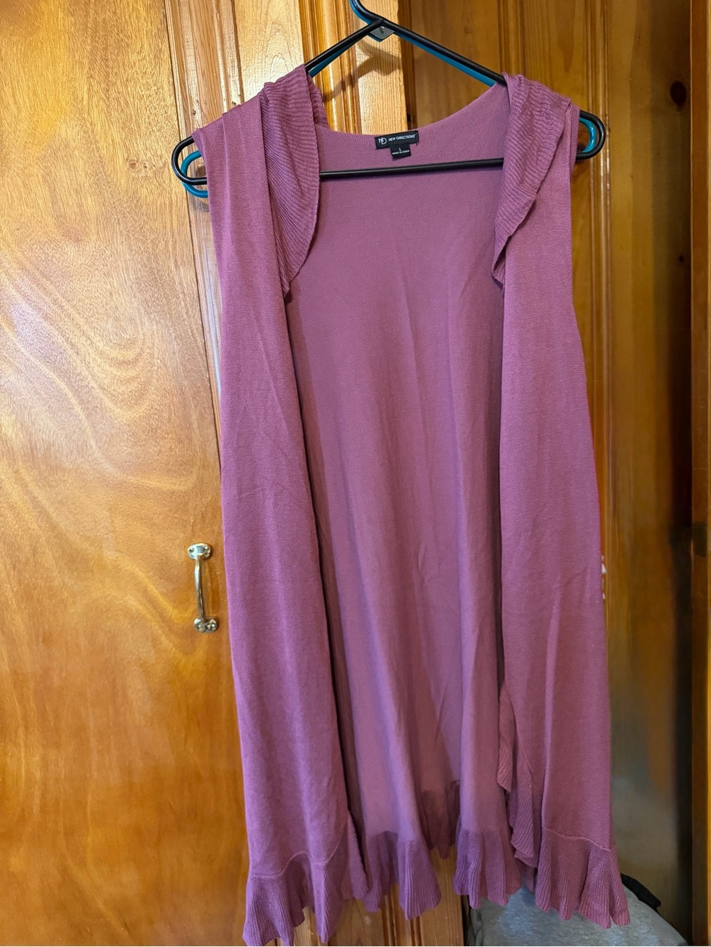 new directions Dusty Rose Knit Top with Hood Detail